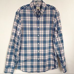 J. Crew Mens Size‎ Medium Slim Stretch Long Sleeve Button Down Cotton Plaid Work